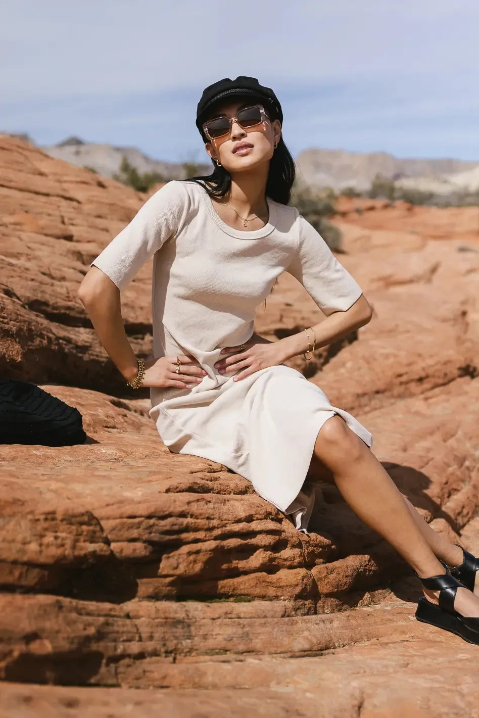Lori Ribbed Dress in Natural sold by bohme product image thumbnail 4