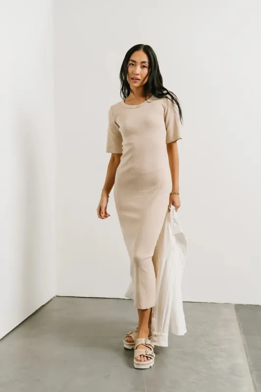 Lori Ribbed Dress in Natural sold by bohme