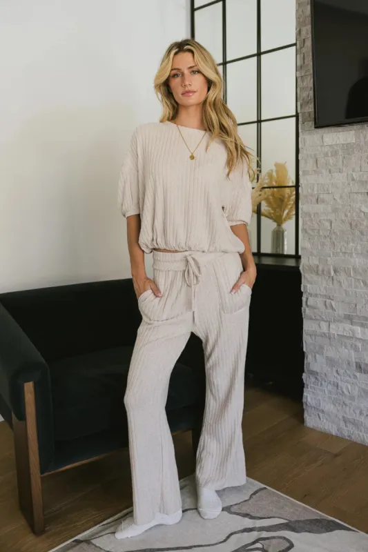 Keiko Ribbed Pants in Cream - FINAL SALE sold by bohme