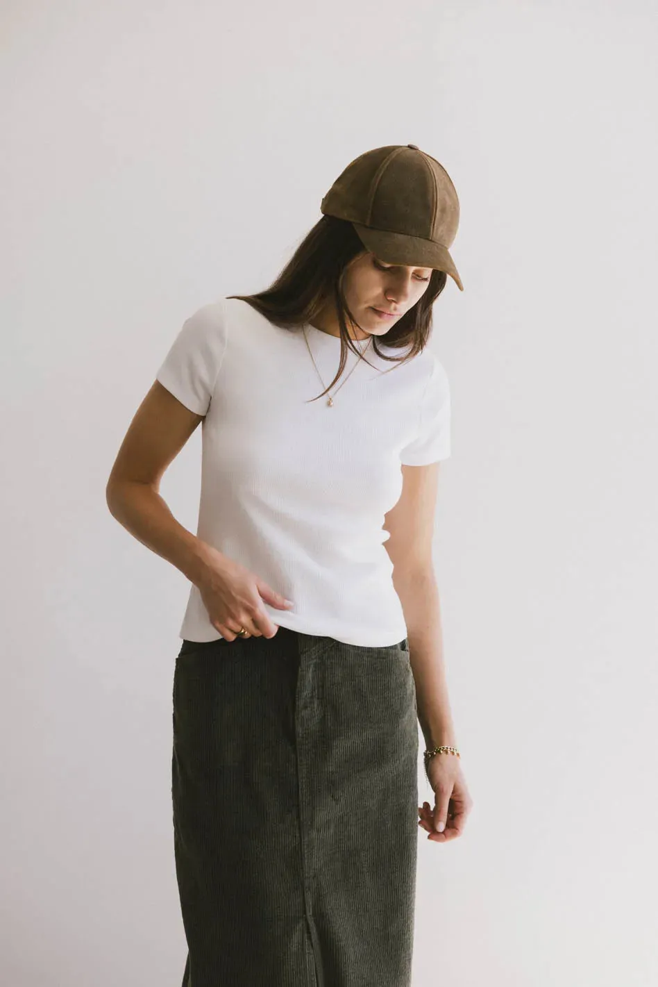 Tara Ribbed Basic Tee in White - FINAL SALE sold by bohme product image thumbnail 4