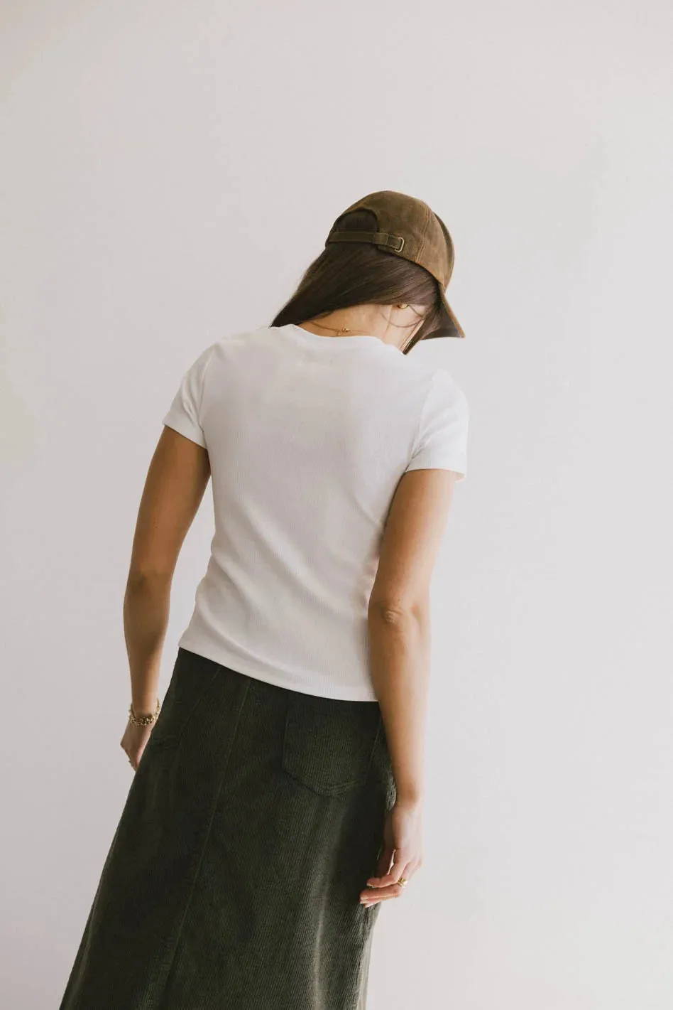 Tara Ribbed Basic Tee in White - FINAL SALE sold by bohme product image thumbnail 2