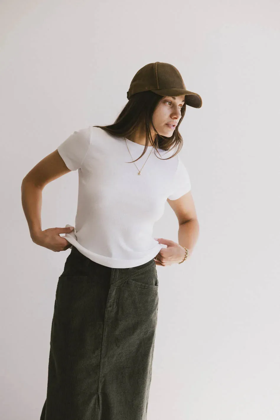 Tara Ribbed Basic Tee in White - FINAL SALE sold by bohme
