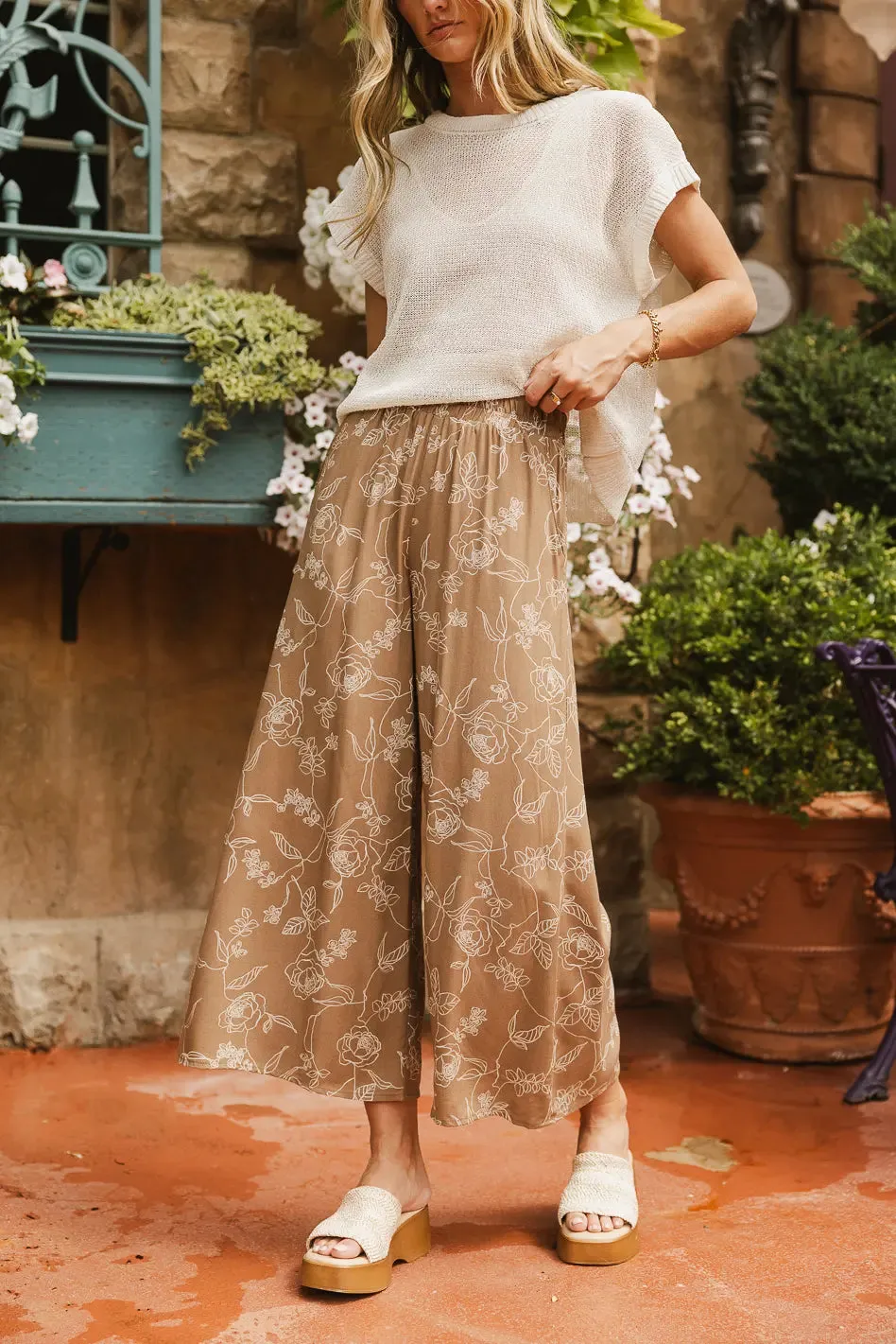 Tallulah Floral Pants in Mocha - FINAL SALE sold by bohme
