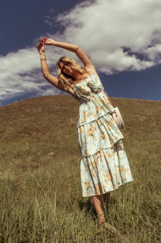 Ava Floral Midi Dress in Sage - FINAL SALE sold by bohme
