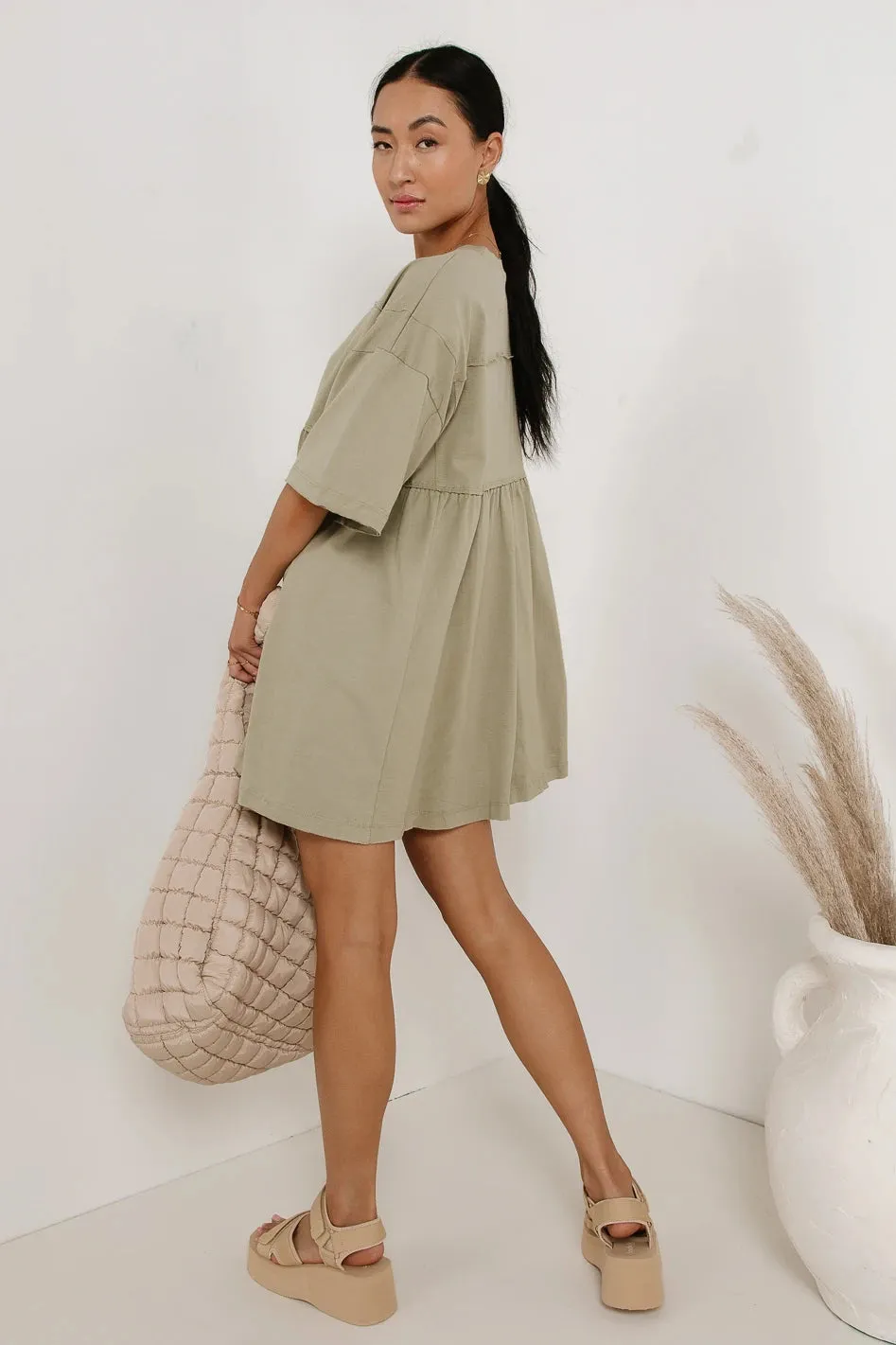 Lennox Mini Dress in Olive - FINAL SALE sold by bohme product image thumbnail 4