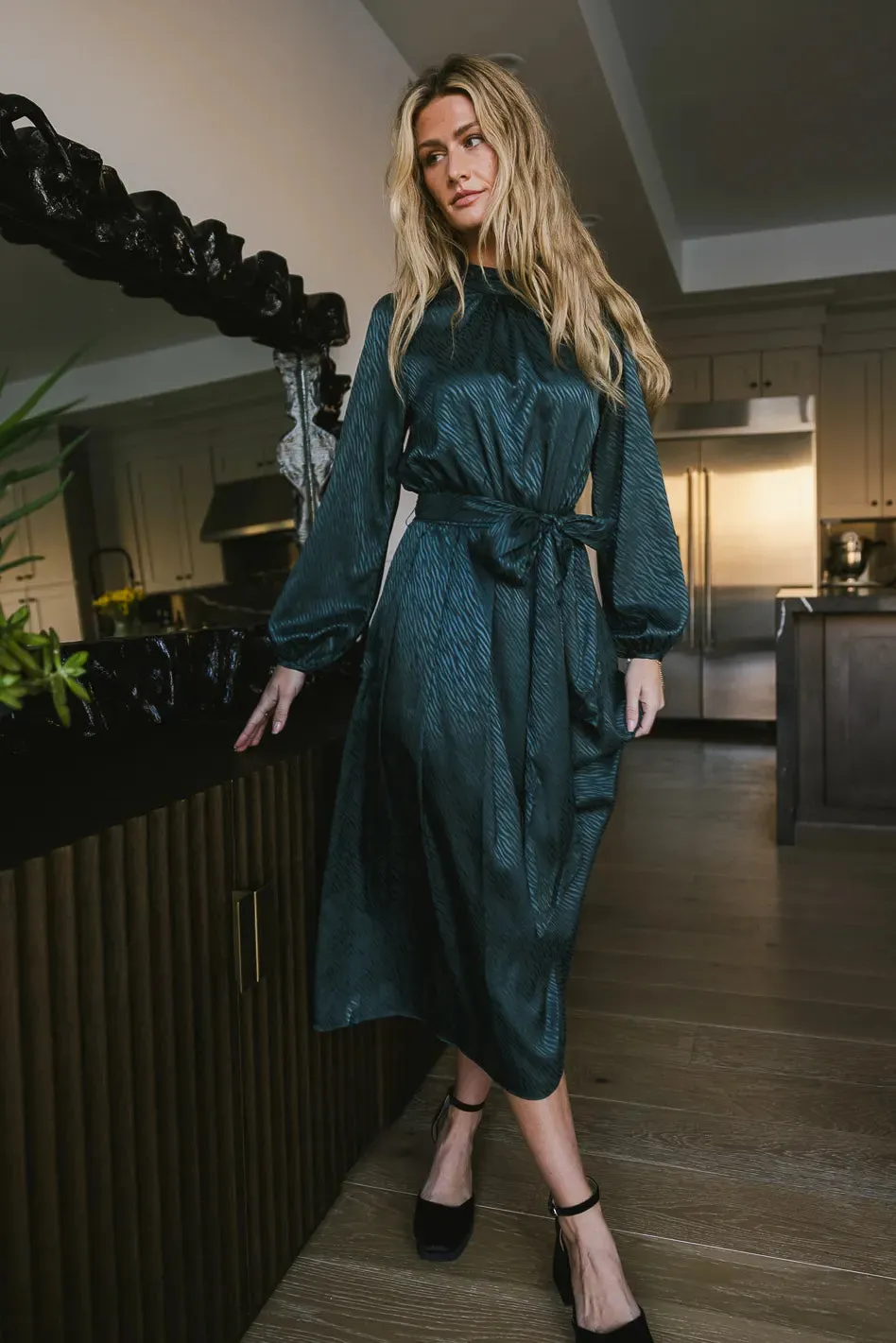 Ariana Zebra Midi Dress in Teal - FINAL SALE sold by bohme