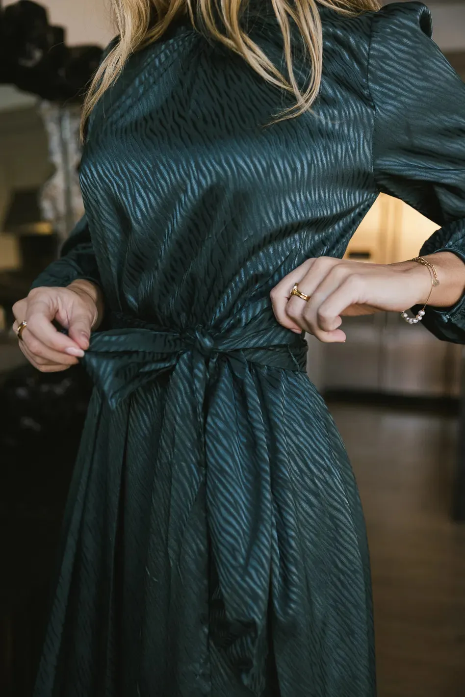 Ariana Zebra Midi Dress in Teal - FINAL SALE sold by bohme product image thumbnail 2