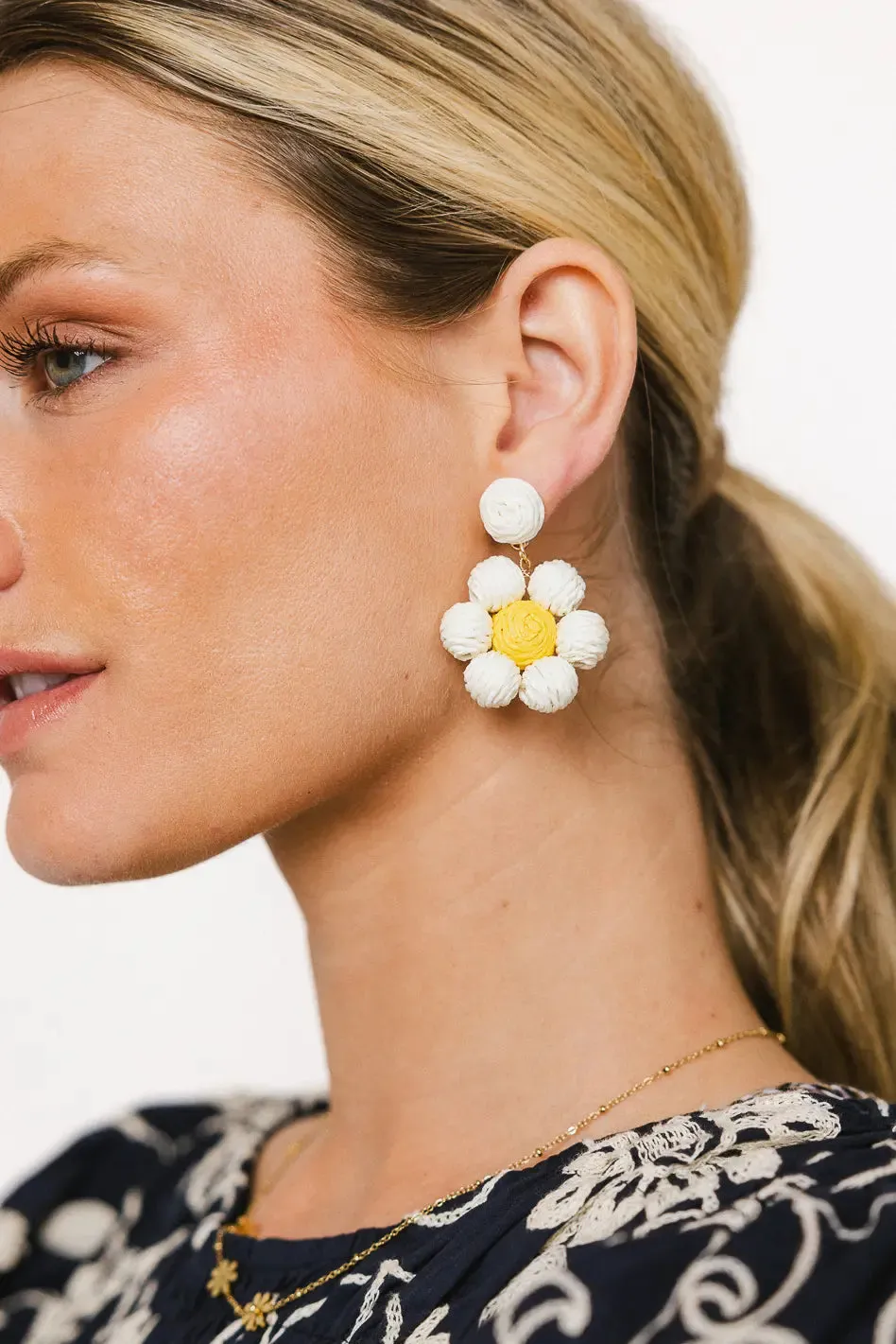 Bobbi Rattan Flower Earrings in Ivory - FINAL SALE sold by bohme product image thumbnail 2