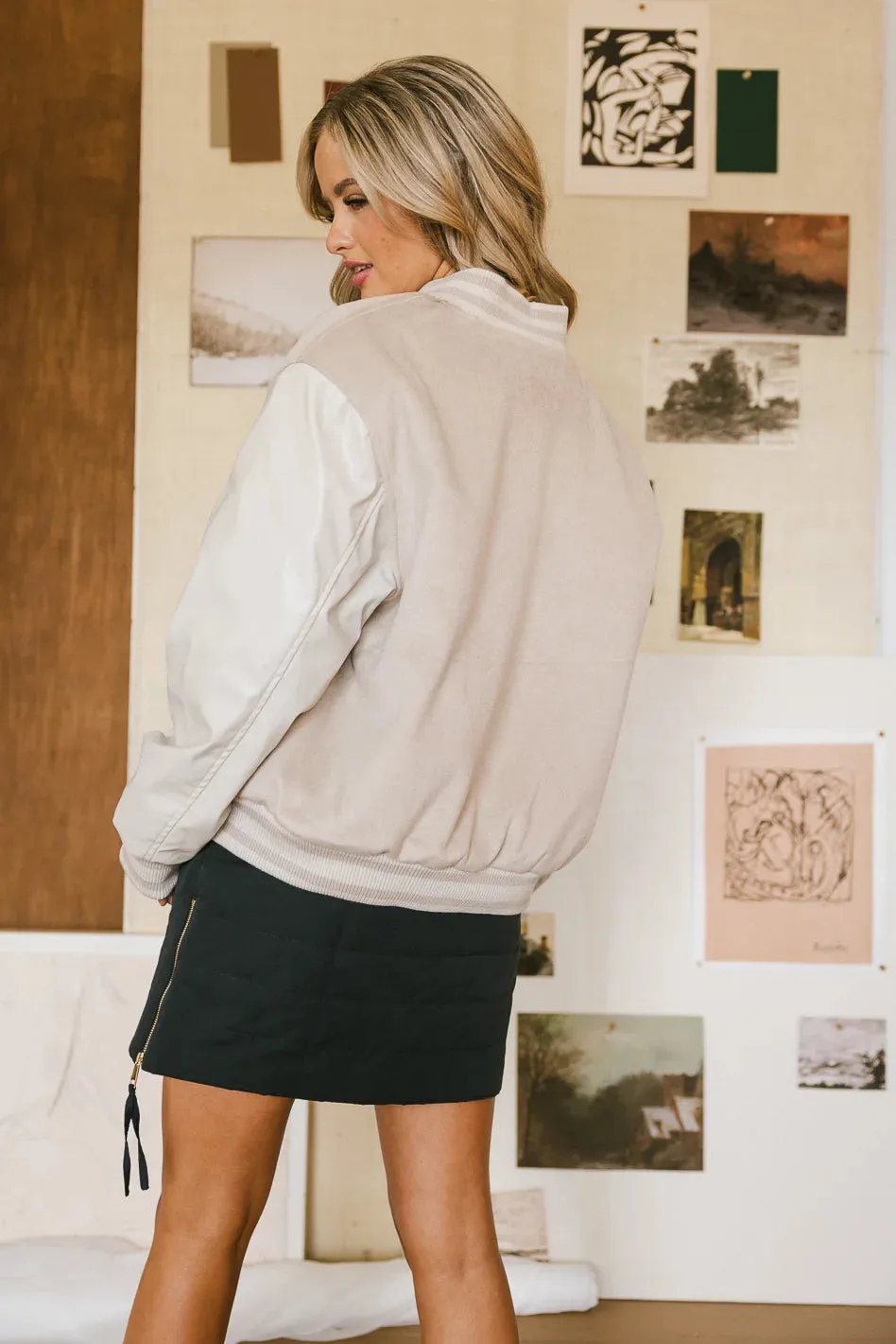 Call The Shots Varsity Jacket in Mocha - FINAL SALE sold by bohme product image thumbnail 4