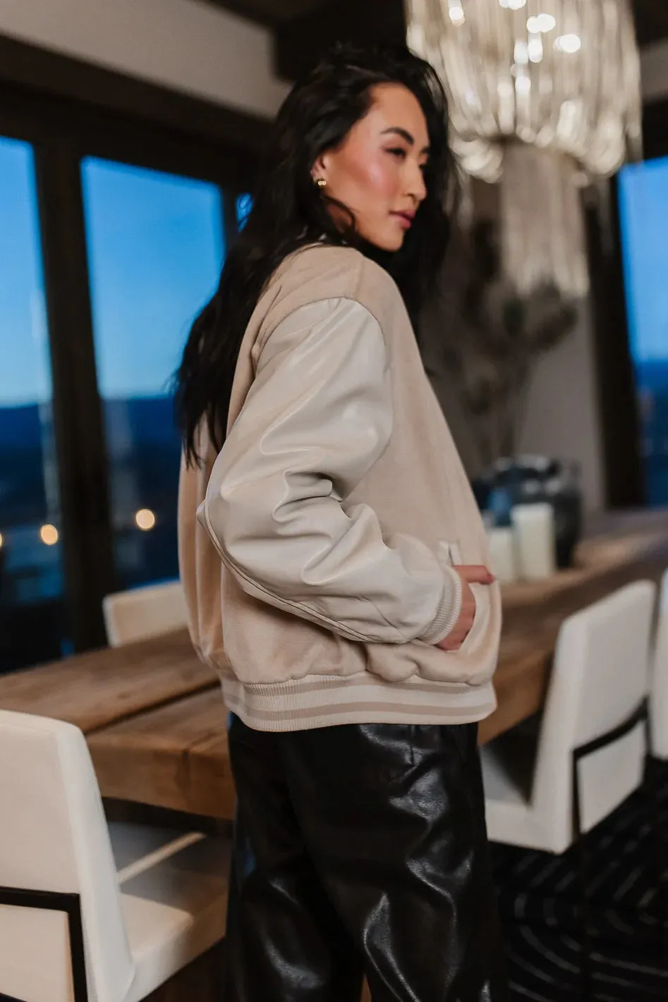 Call The Shots Varsity Jacket in Mocha - FINAL SALE sold by bohme product image thumbnail 5