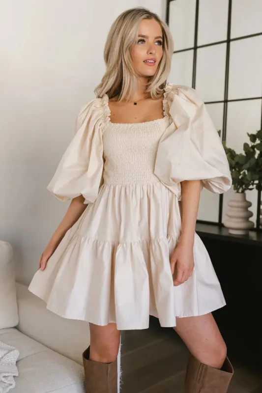 Litzy Mini Dress in Beige - FINAL SALE sold by bohme