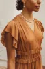 Willa Ruffle Dress in Camel - FINAL SALE sold by bohme