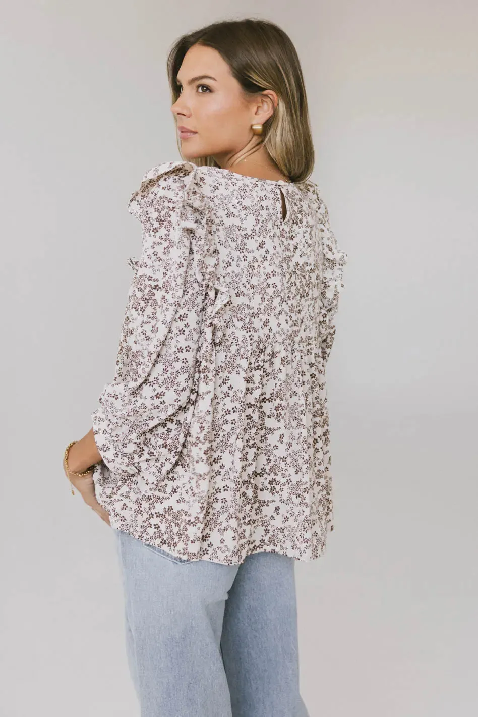 Taya Ditsy Floral Blouse in Cream - FINAL SALE sold by bohme product image thumbnail 3