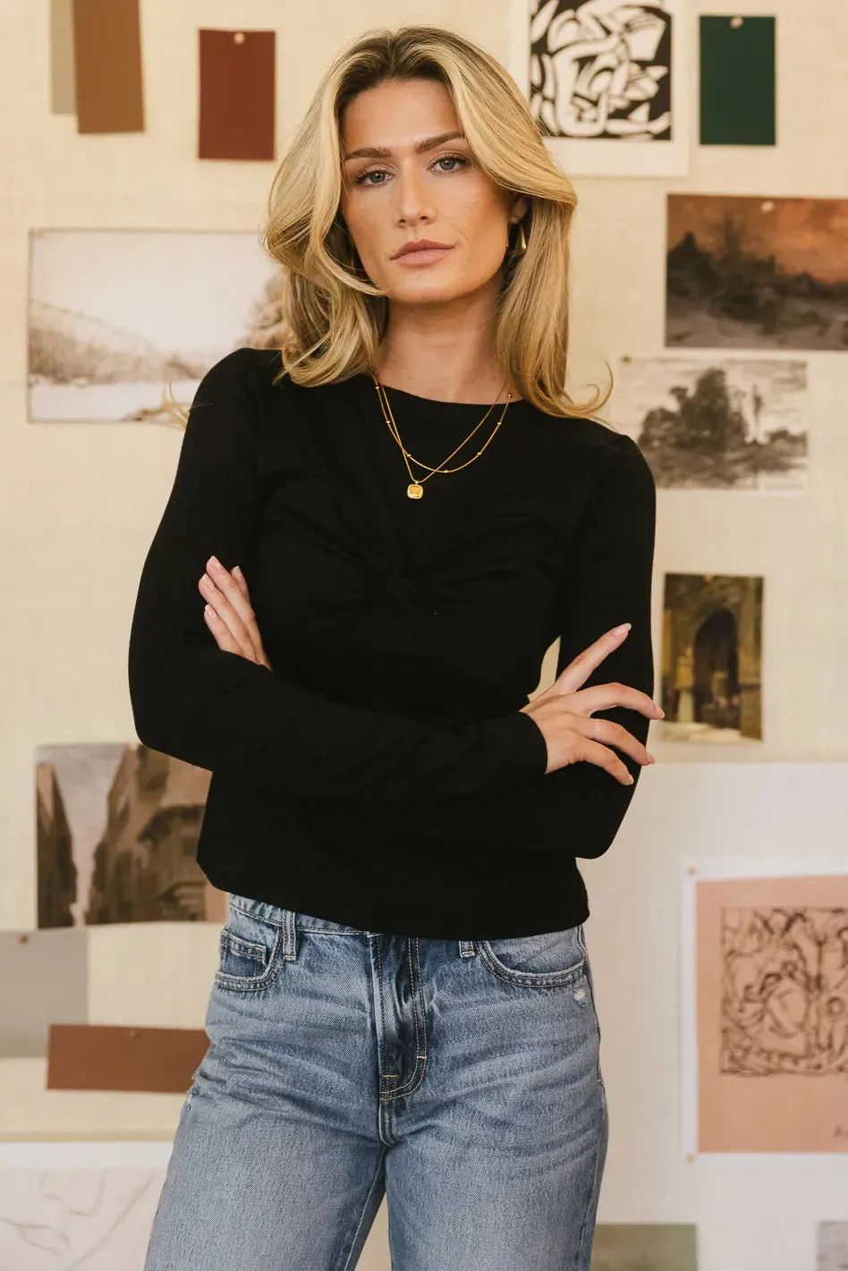 Ariana Twist Front Top in Black - FINAL SALE sold by bohme product image thumbnail 3