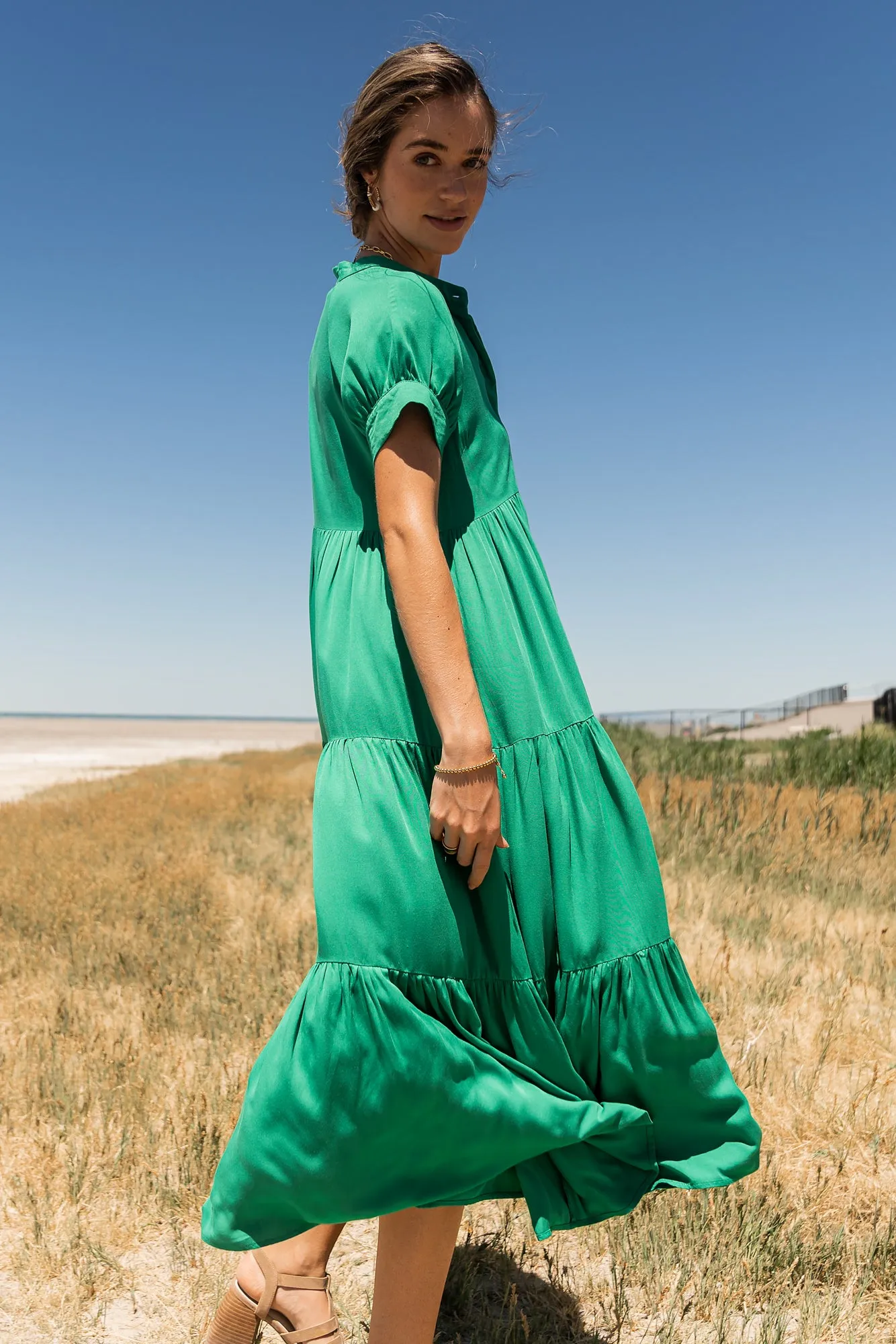 Amanda Tiered Dress in Green - FINAL SALE sold by bohme product image thumbnail 4
