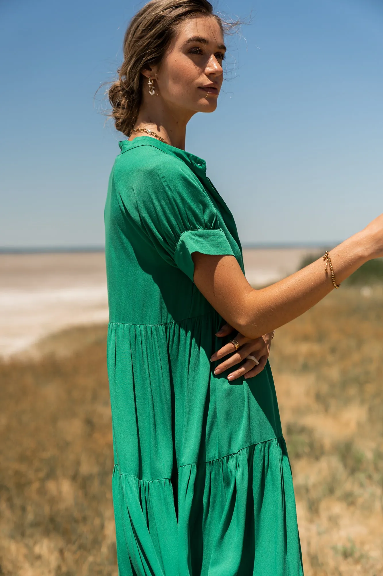 Amanda Tiered Dress in Green - FINAL SALE sold by bohme product image thumbnail 2