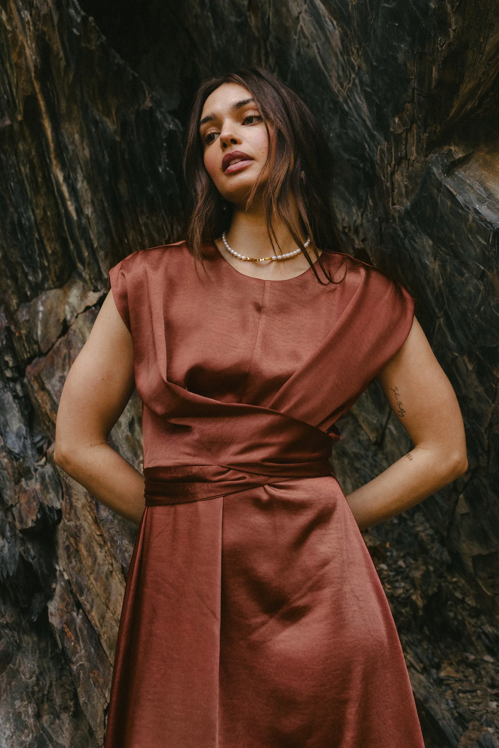 Rosalind Midi Dress in Rust - FINAL SALE sold by bohme product image thumbnail 2