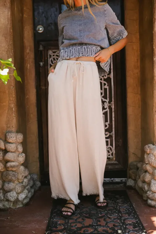 Tatum Woven Pants in Oatmeal - FINAL SALE sold by bohme