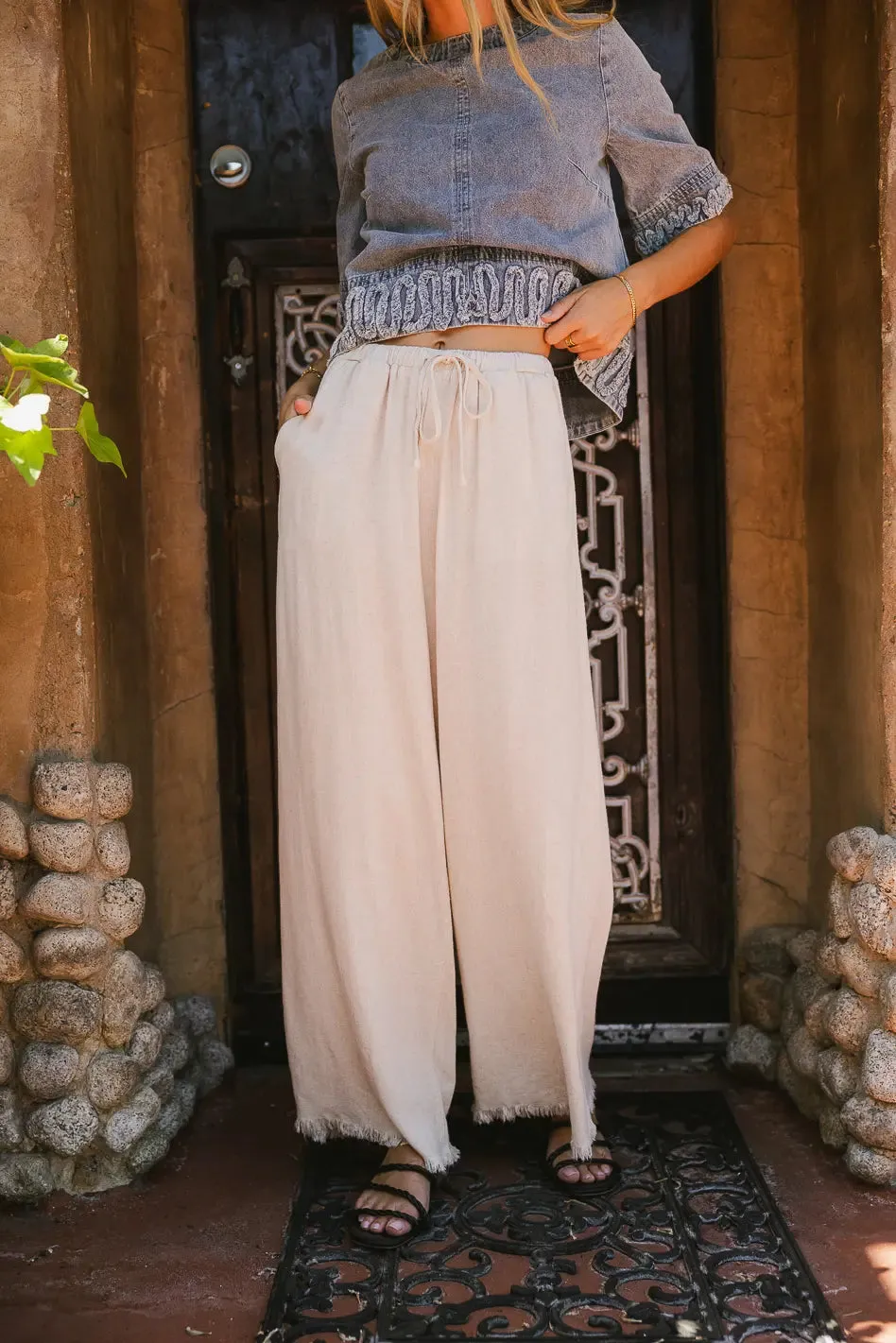 Tatum Woven Pants in Oatmeal - FINAL SALE sold by bohme