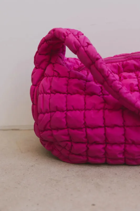 Nora Quilted Tote Bag in Fuschia sold by bohme