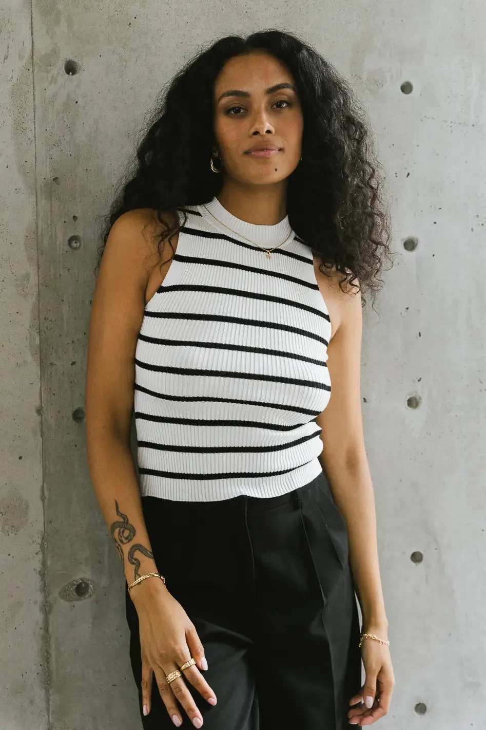 Monique Striped Tank in White sold by bohme product image thumbnail 3
