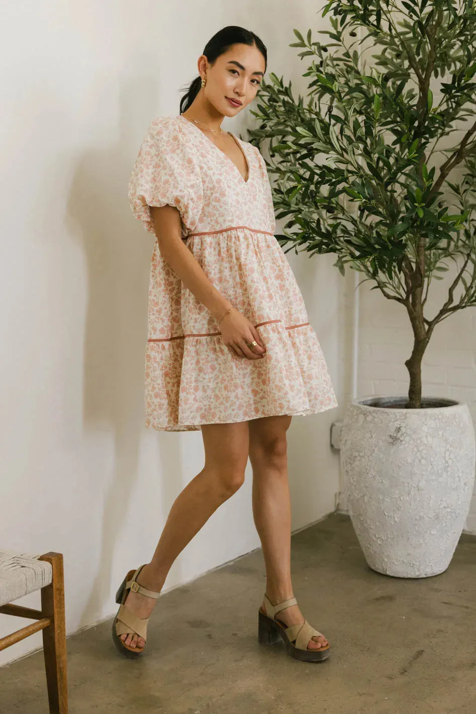 Sandra Ditsy Floral Mini Dress in Peach - FINAL SALE sold by bohme product image thumbnail 4