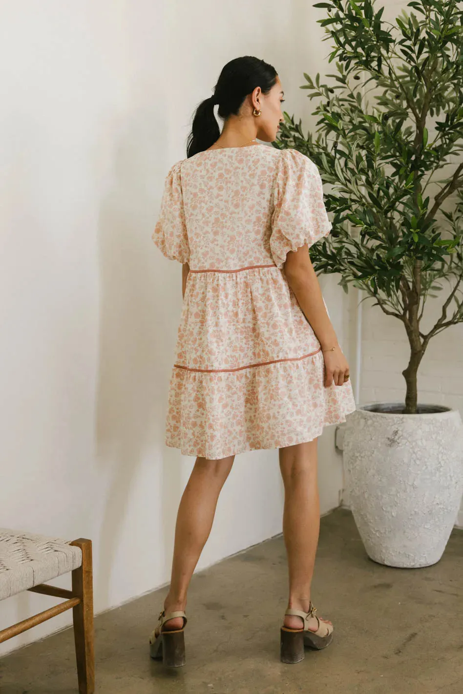 Sandra Ditsy Floral Mini Dress in Peach - FINAL SALE sold by bohme product image thumbnail 3