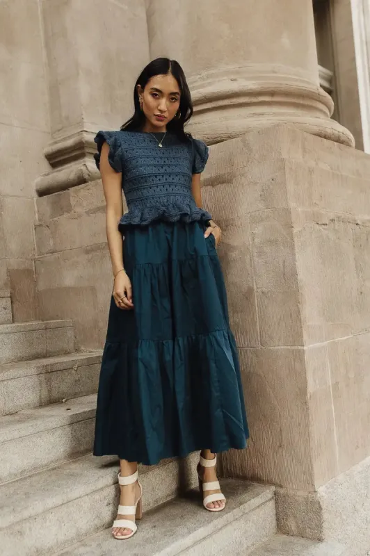 Carey Maxi Dress in Teal sold by bohme