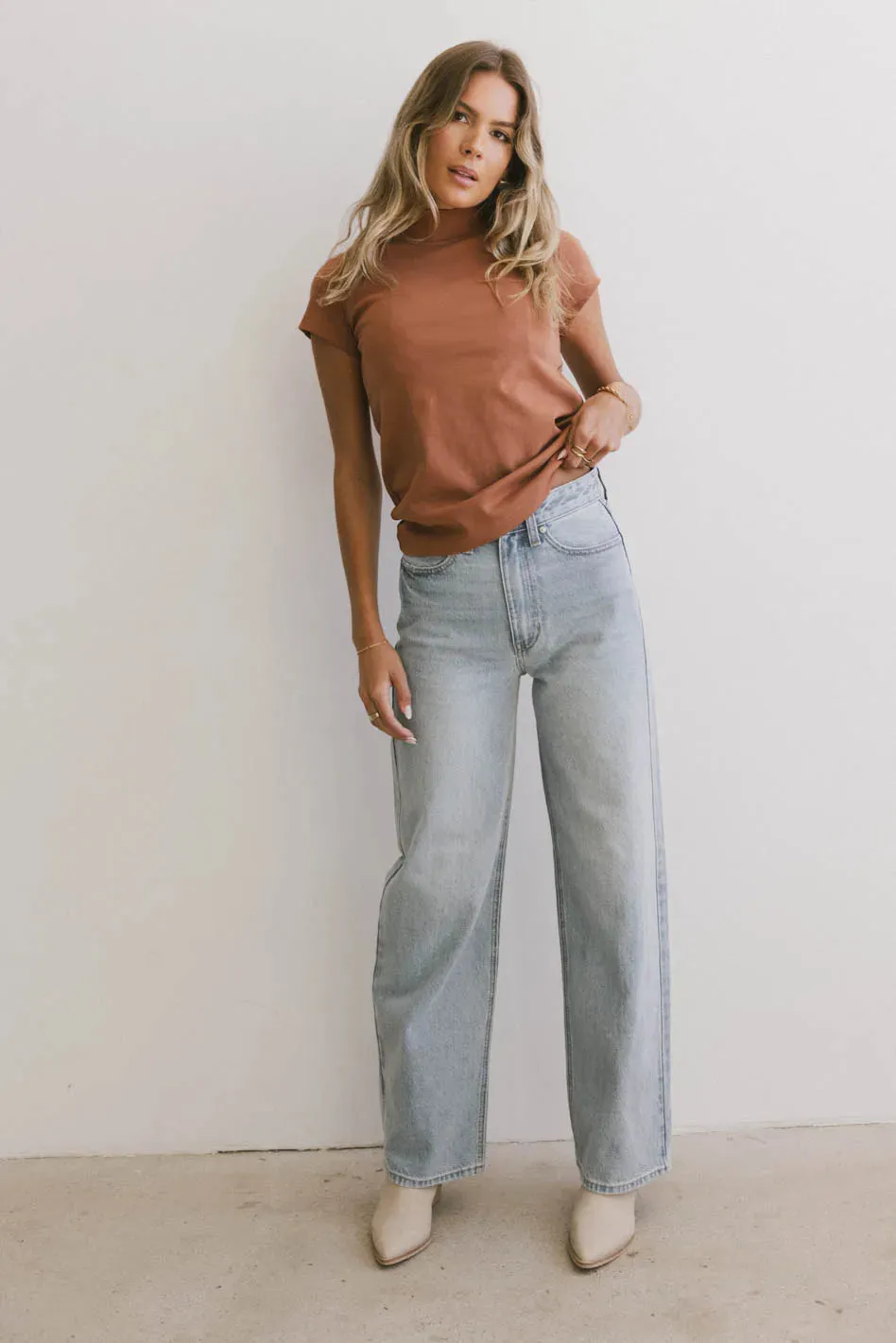 Marley Mock Neck Tee in Rust - FINAL SALE sold by bohme product image thumbnail 2