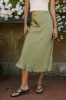 Lovinia Satin Midi Skirt in Olive - FINAL SALE sold by bohme