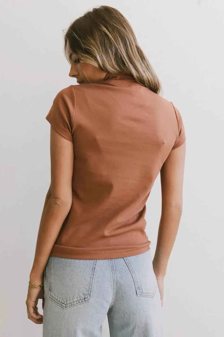 Marley Mock Neck Tee in Rust - FINAL SALE sold by bohme product image thumbnail 4