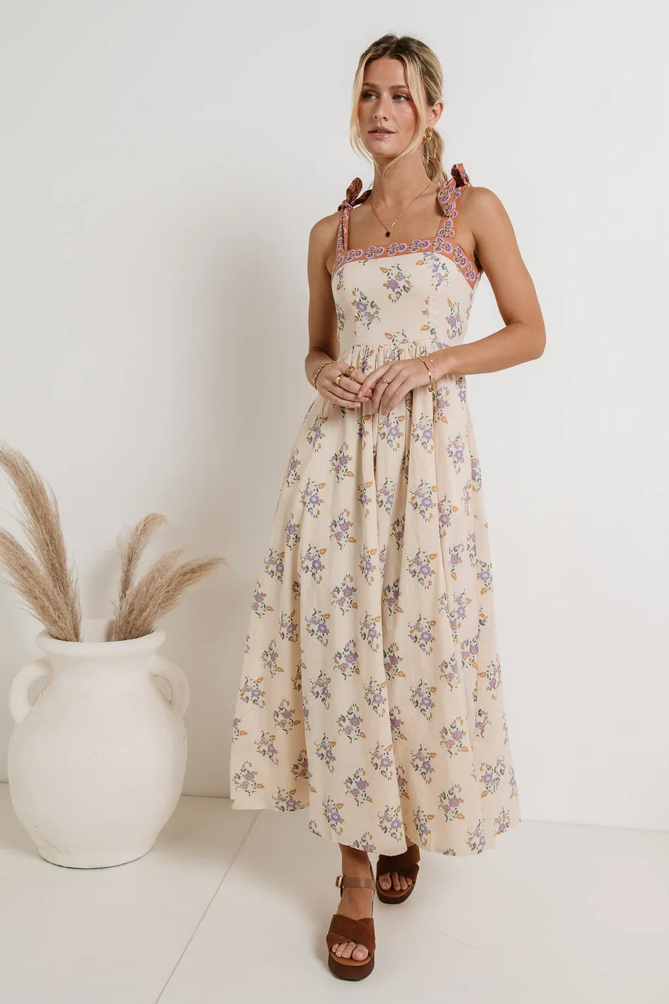 Laura Floral Maxi Dress in Cream - FINAL SALE sold by bohme product image thumbnail 3