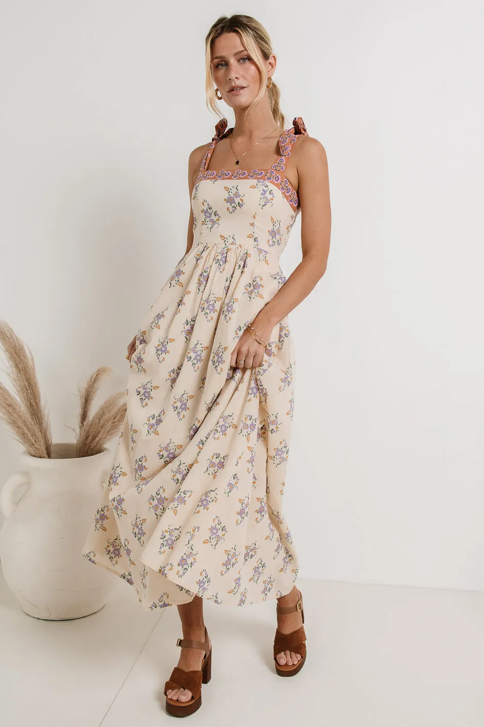Laura Floral Maxi Dress in Cream - FINAL SALE sold by bohme