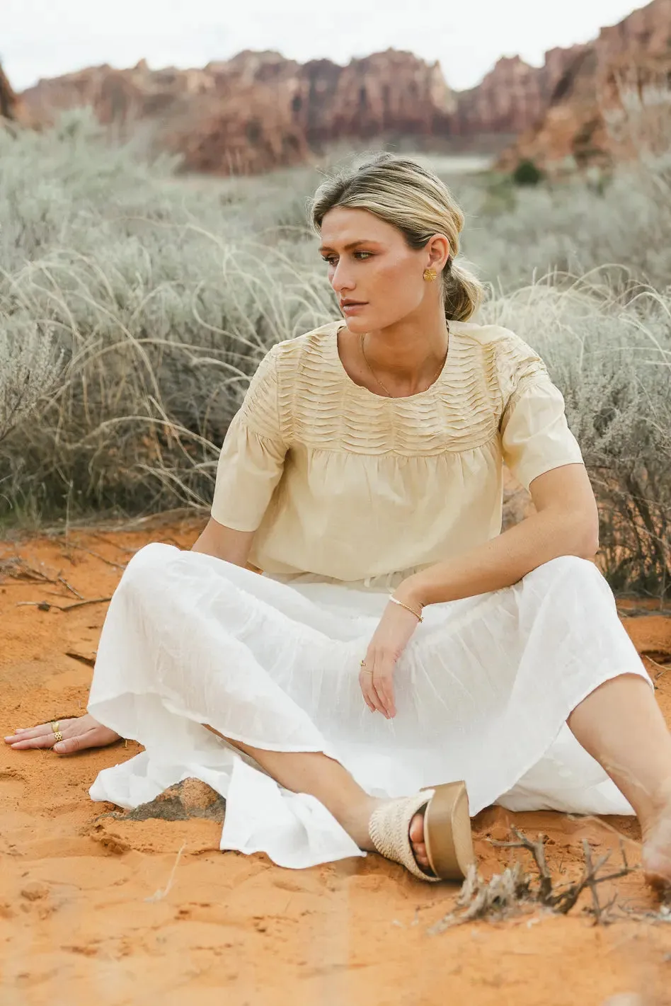Baylin Tiered Skirt in White - FINAL SALE sold by bohme product image thumbnail 2