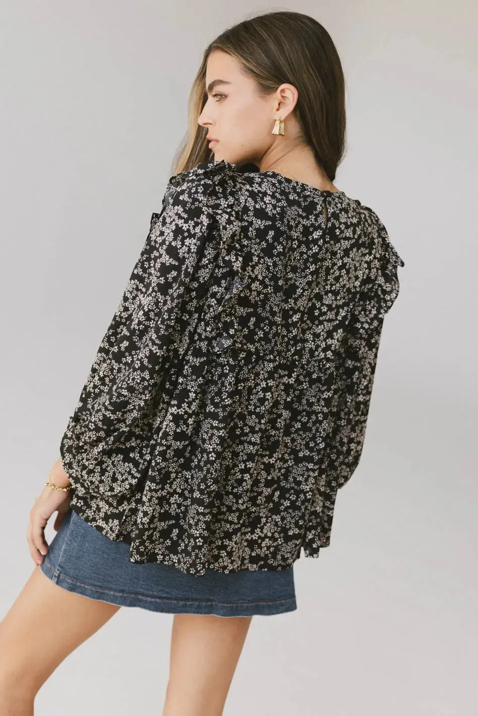Taya Ditsy Floral Blouse in Black - FINAL SALE sold by bohme product image thumbnail 2