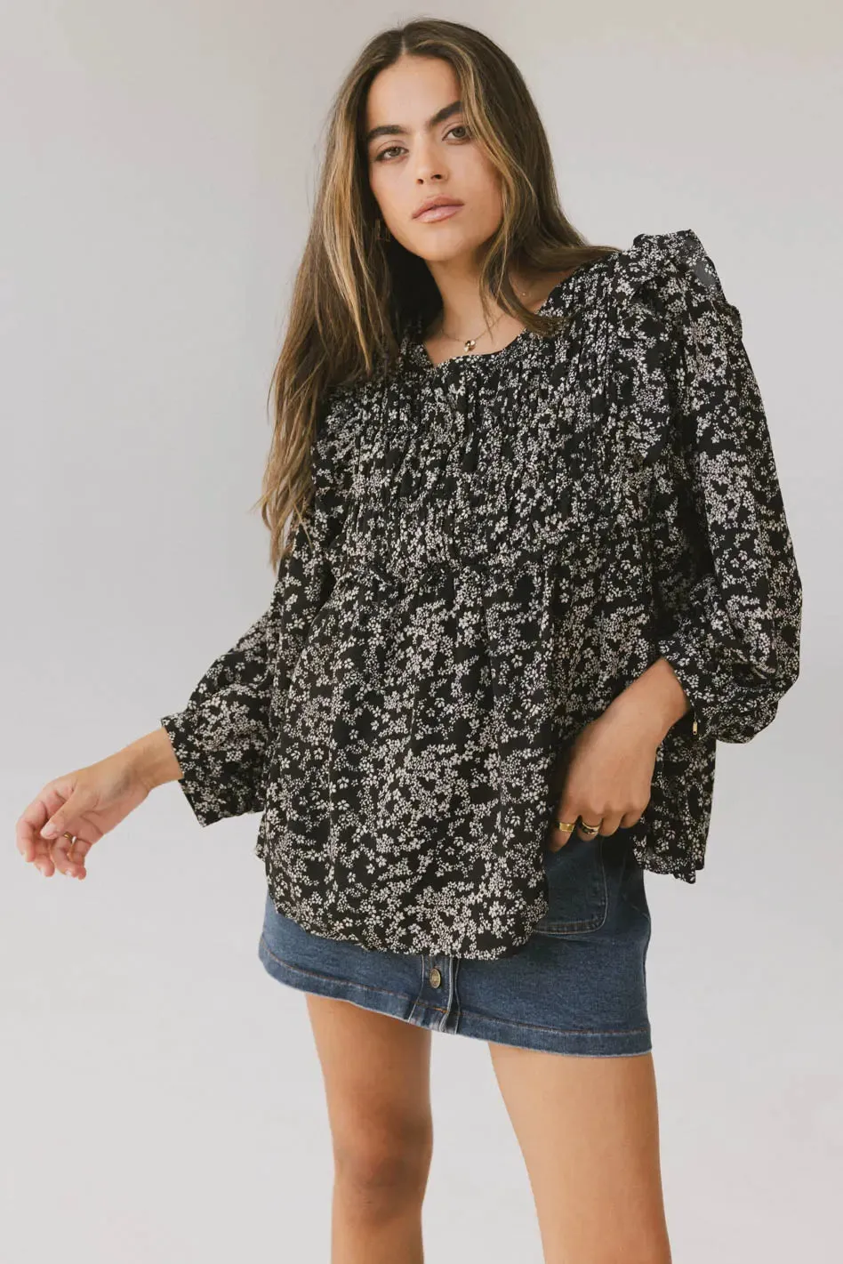 Taya Ditsy Floral Blouse in Black - FINAL SALE sold by bohme product image thumbnail 5