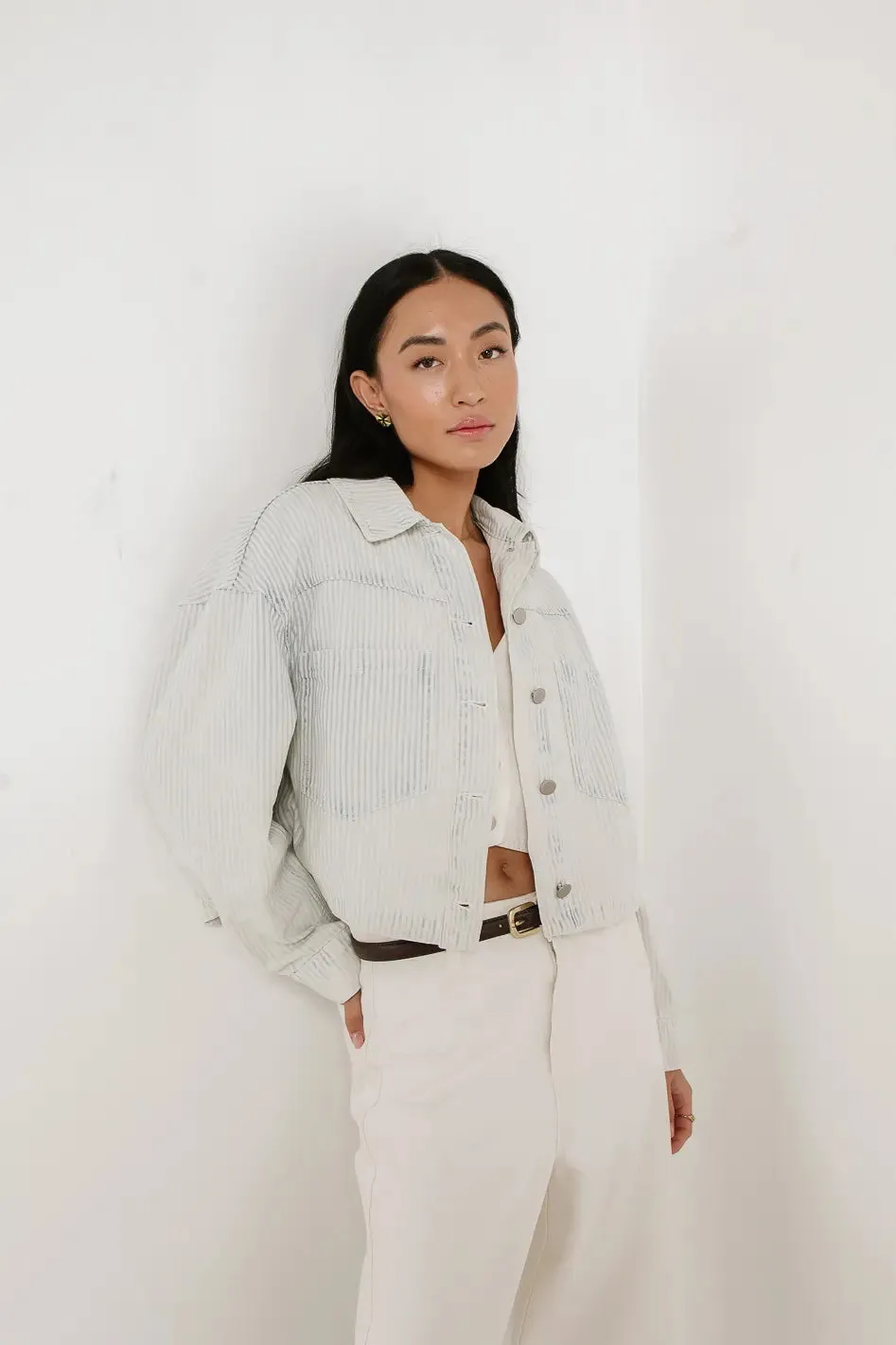 Frances Cropped Striped Denim Jacket sold by bohme product image thumbnail 3
