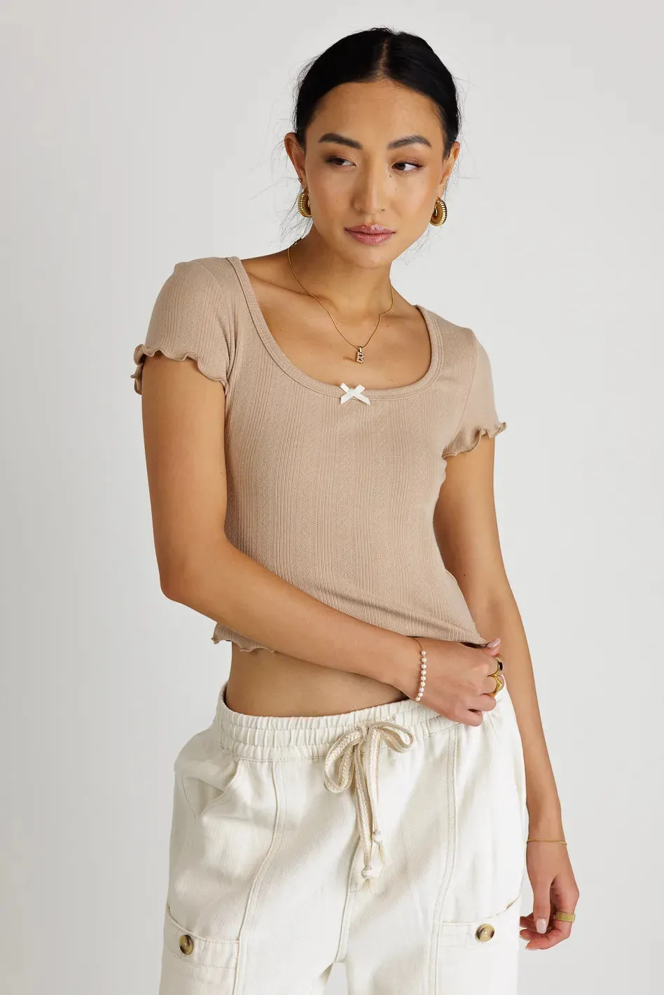 Estella Crop Top in Taupe - FINAL SALE sold by bohme