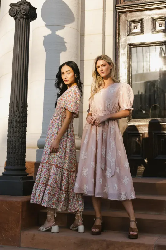 Gloria Embroidered Midi Dress sold by bohme