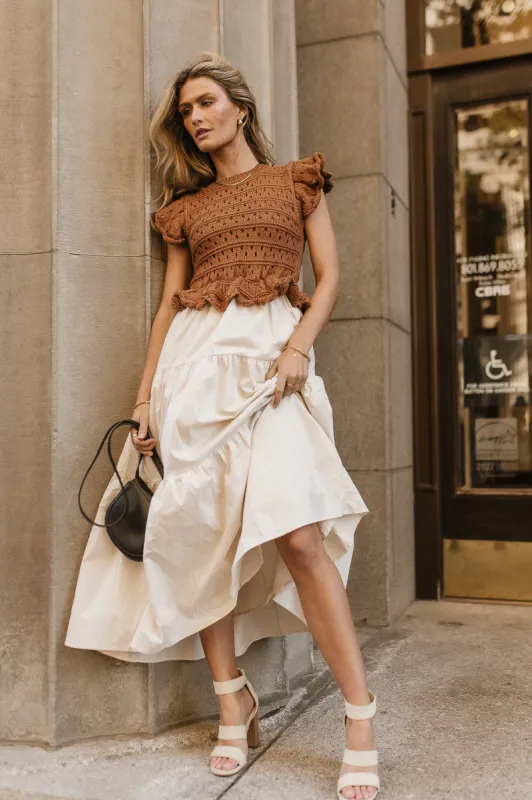 Carey Maxi Dress in Brown sold by bohme