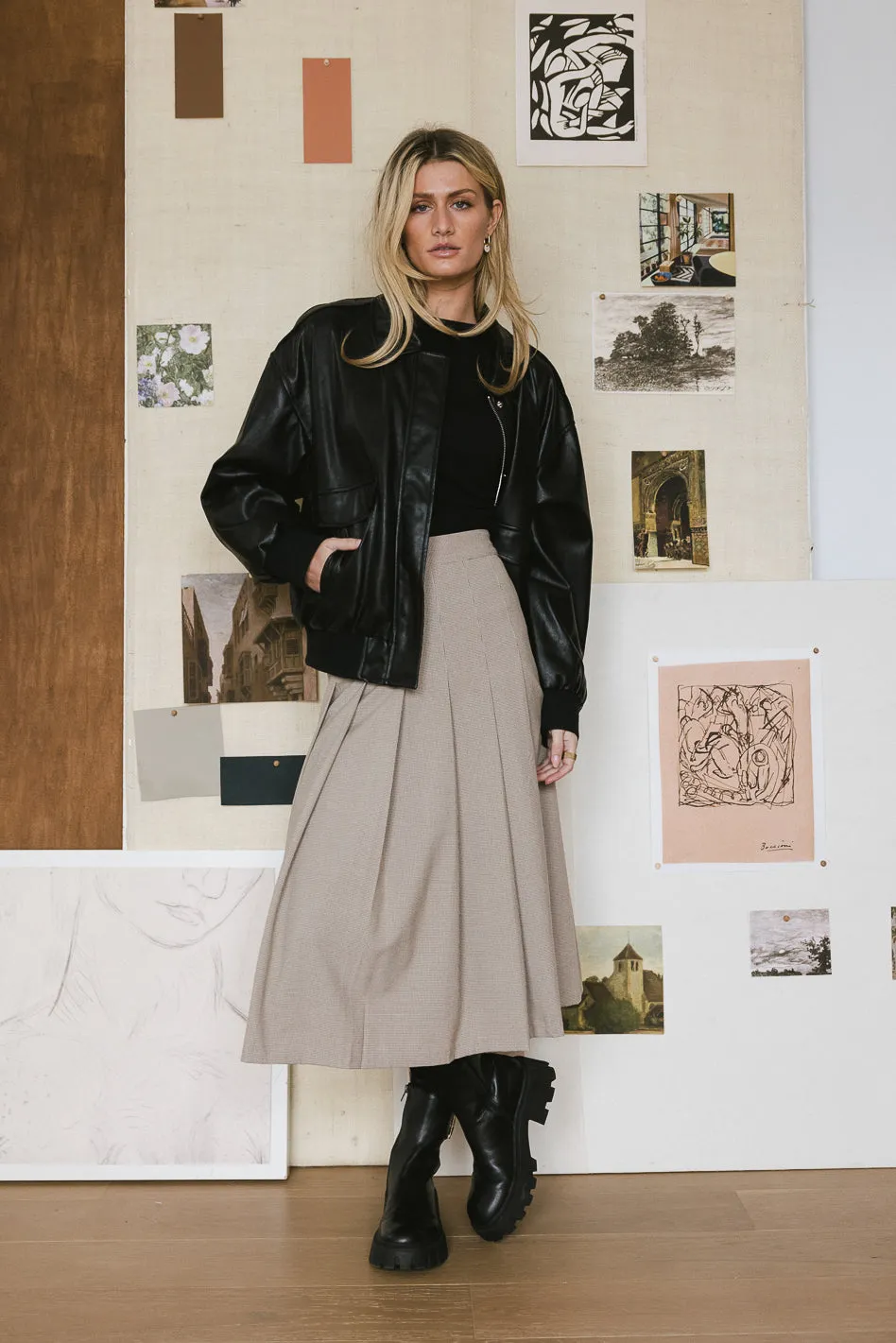 Avery Houndstooth Pleated Skirt - FINAL SALE sold by bohme product image thumbnail 3