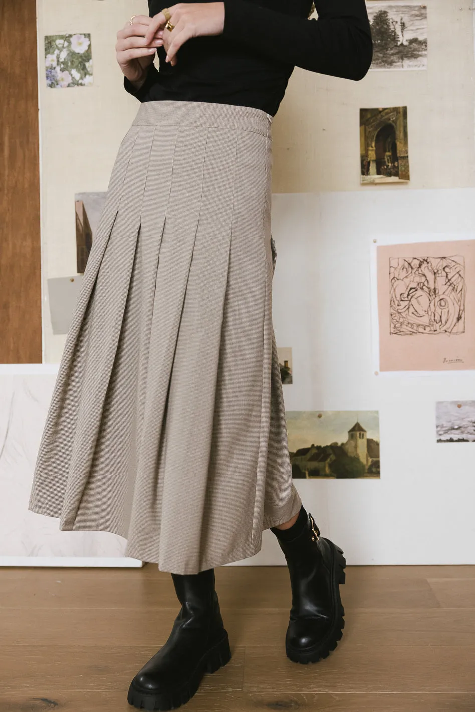 Avery Houndstooth Pleated Skirt - FINAL SALE sold by bohme