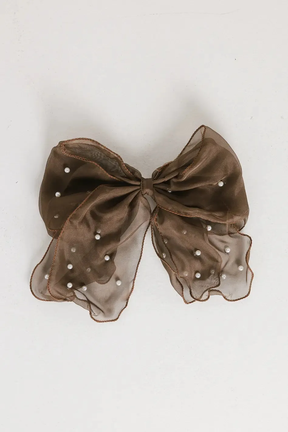 Pearl Bow Hair Clip in Brown sold by bohme product image thumbnail 2