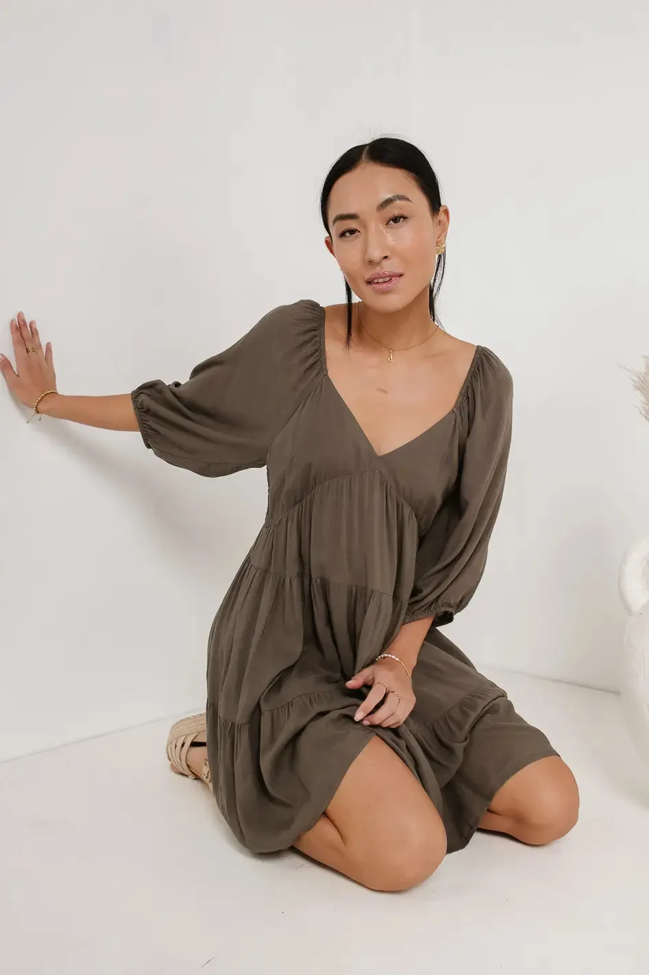 Tenley Mini Dress in Olive - FINAL SALE sold by bohme