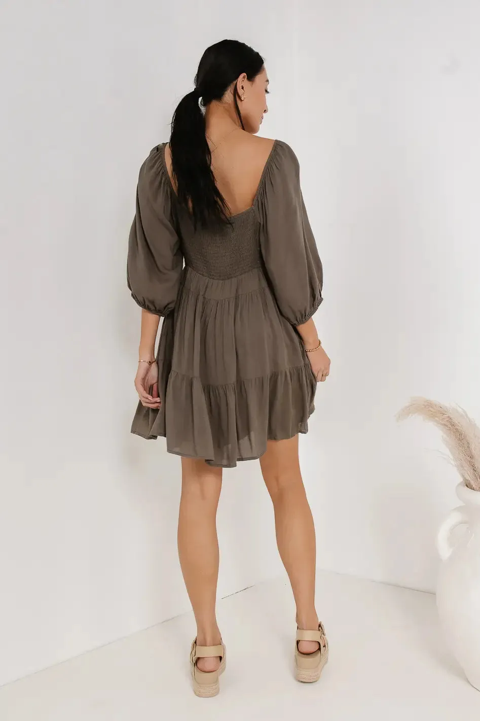 Tenley Mini Dress in Olive - FINAL SALE sold by bohme product image thumbnail 3
