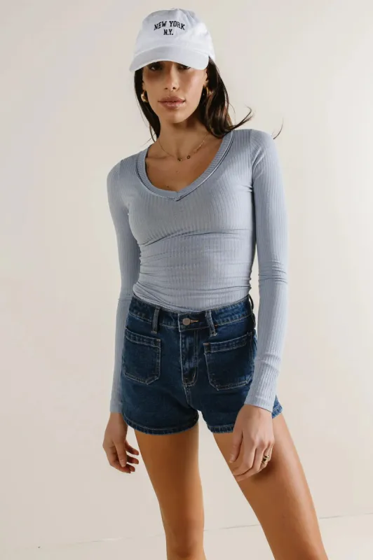 Remi V-Neck Top in Light Blue - FINAL SALE sold by bohme
