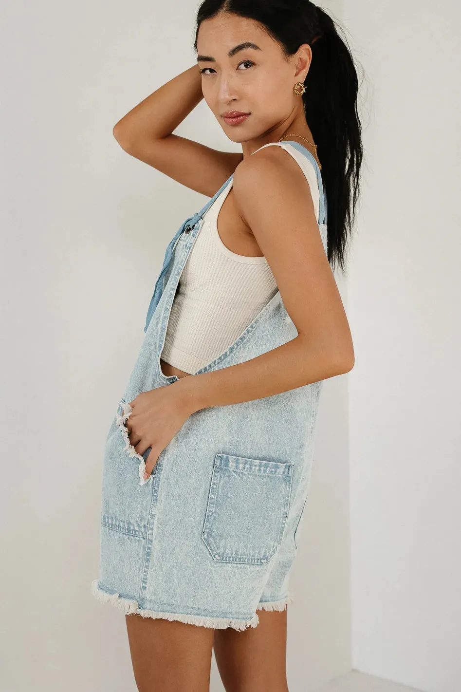 Stevie Shortalls in Light Wash sold by bohme product image thumbnail 4