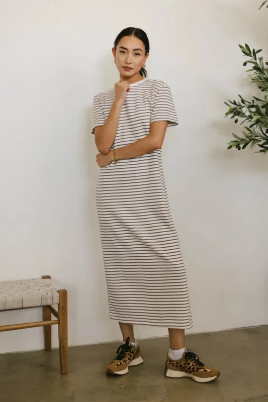 Hudson Striped T-Shirt Dress in Cream sold by bohme