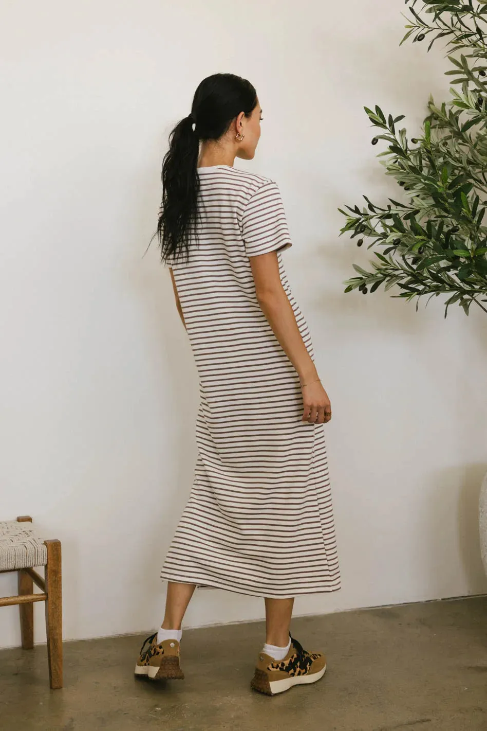 Hudson Striped T-Shirt Dress in Cream sold by bohme product image thumbnail 3