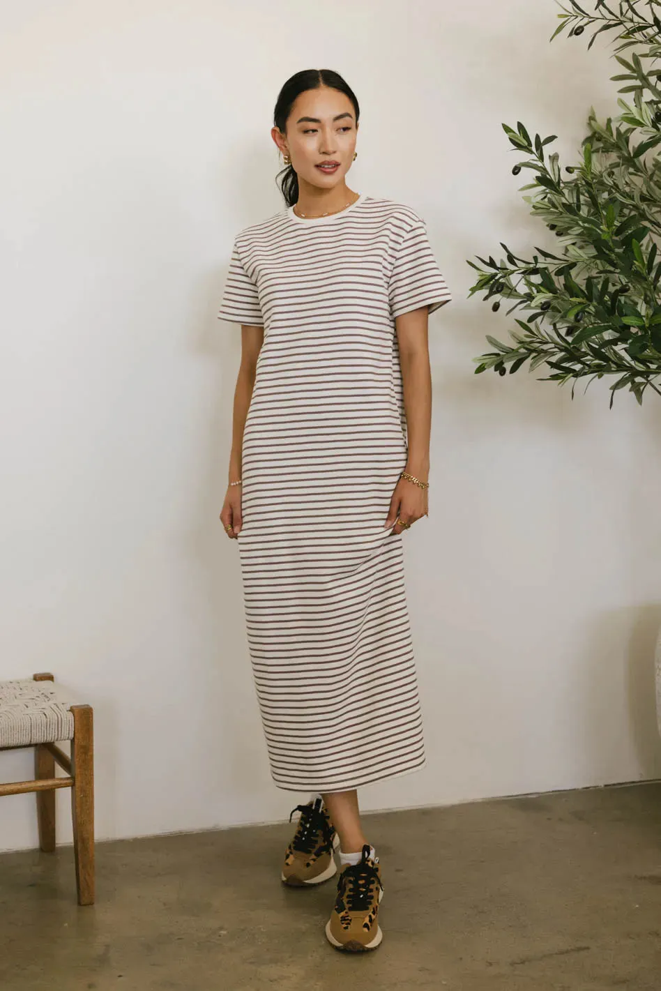 Hudson Striped T-Shirt Dress in Cream sold by bohme product image thumbnail 2